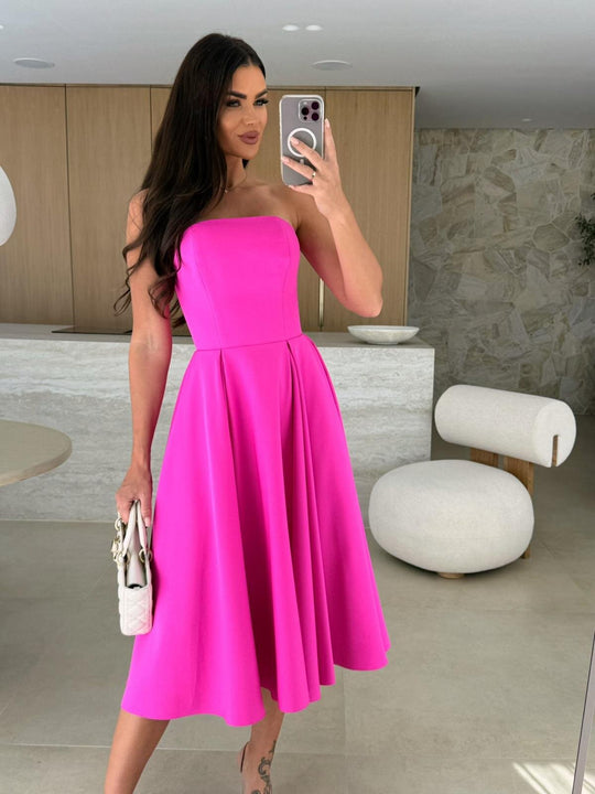 Damen elegantes Cocktailkleid mit trägerlosem Design Heidi-Mode
