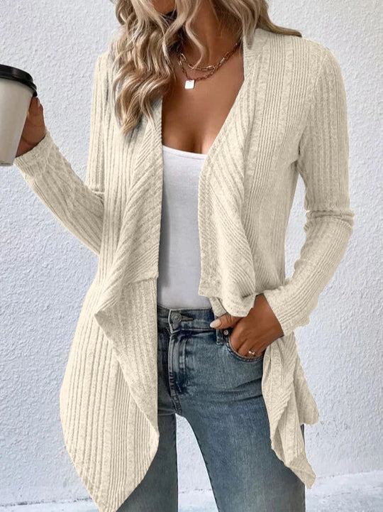 Damen gemütliche Strickjacke mit lässigem Schnitt und asymmetrischem Saum Heidi-Mode