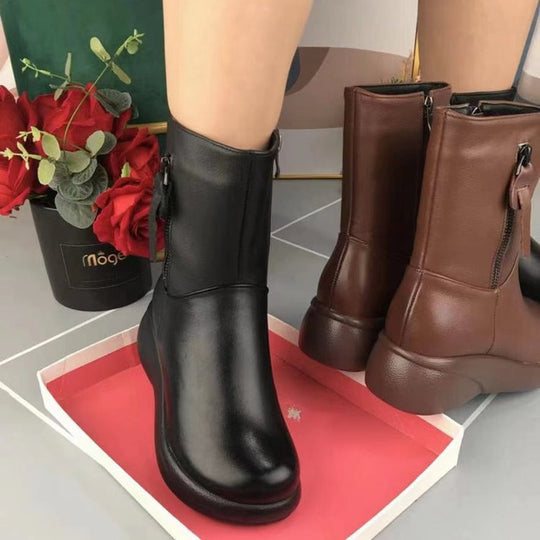 Heidi-Mode | Metallische Schnalle Samt Stiefel