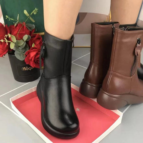 Heidi-Mode | Metallische Schnalle Samt Stiefel