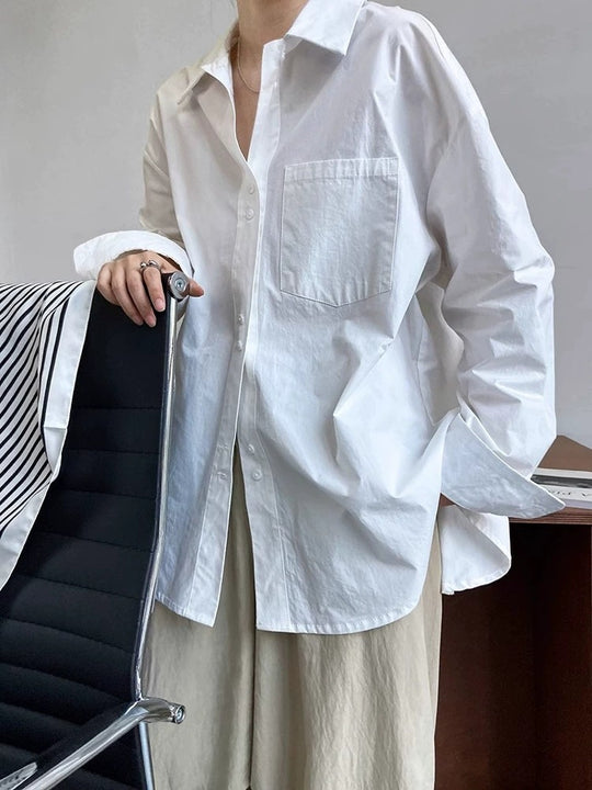 Damen lockere Baumwollbluse mit oversized Schnitt und eleganten Details Heidi-Mode