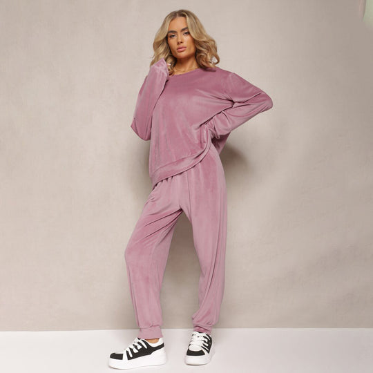 Damen lässiges Lounge-Set aus weichem Velours Heidi-Mode