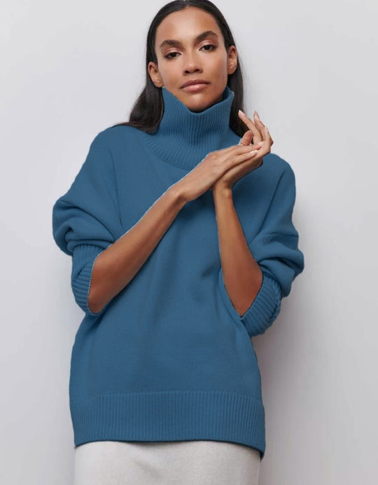 Damen Oversized Rollkragenpullover aus weichem Strick Heidi-Mode
