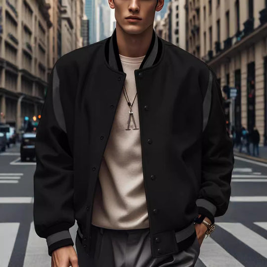 Herren Sportliche Bomberjacke mit kontrastierenden Ärmeln und hochqualitativen Knöpfen Heidi-Mode