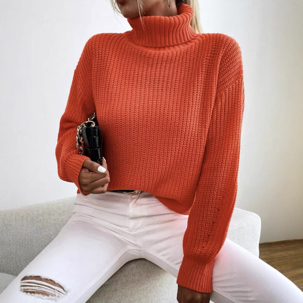 Damen Gemütlicher chunky Pullover mit Rollkragen und strukturiertem Strick Heidi-Mode