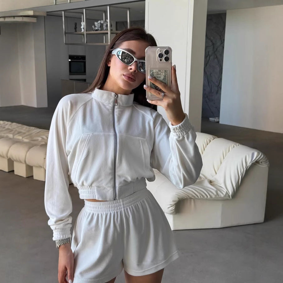 Damen Sportliches Loungewear-Set mit bequemer Jacke und Shorts Heidi-Mode