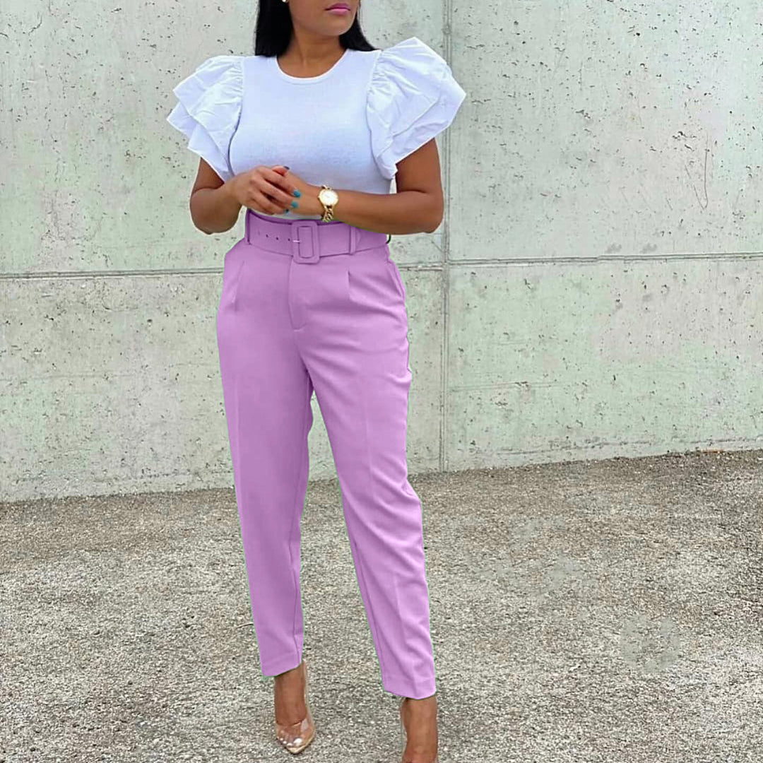 Damen Chinohose mit hohem Bund und eleganter Schnittführung Heidi-Mode