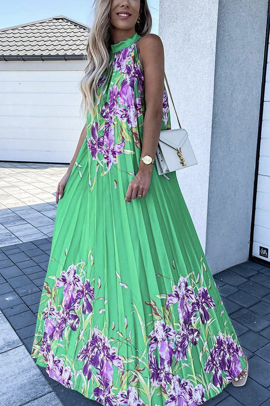 Heidi-Mode | Life in Floral Plissierter Neckholder Maxikleid