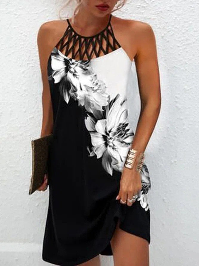 Heidi Mode | Positionierung Bedrucktes Mesh Strap Ärmelloses Kleid