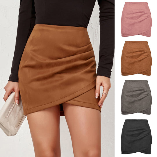 Damen High-Waist Wickelrock aus samtigem Mikrofaser Heidi-Mode