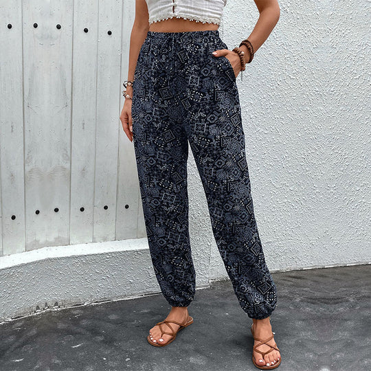 Damen Lockere Haremshose mit elastischem Bund und seitlichen Taschen Heidi-Mode