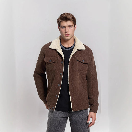 Herren kuschelige Cord-Jacke mit warmem Futter Heidi-Mode