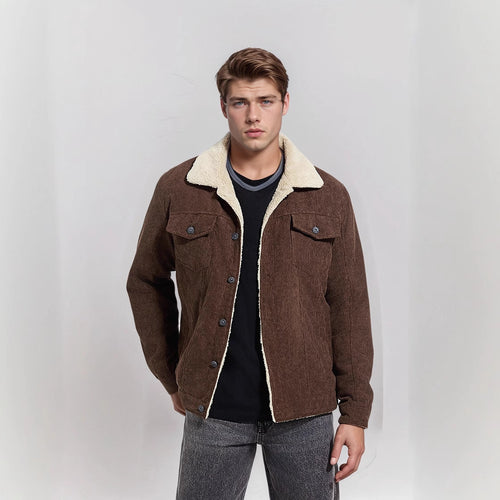 Herren kuschelige Cord-Jacke mit warmem Futter Heidi-Mode