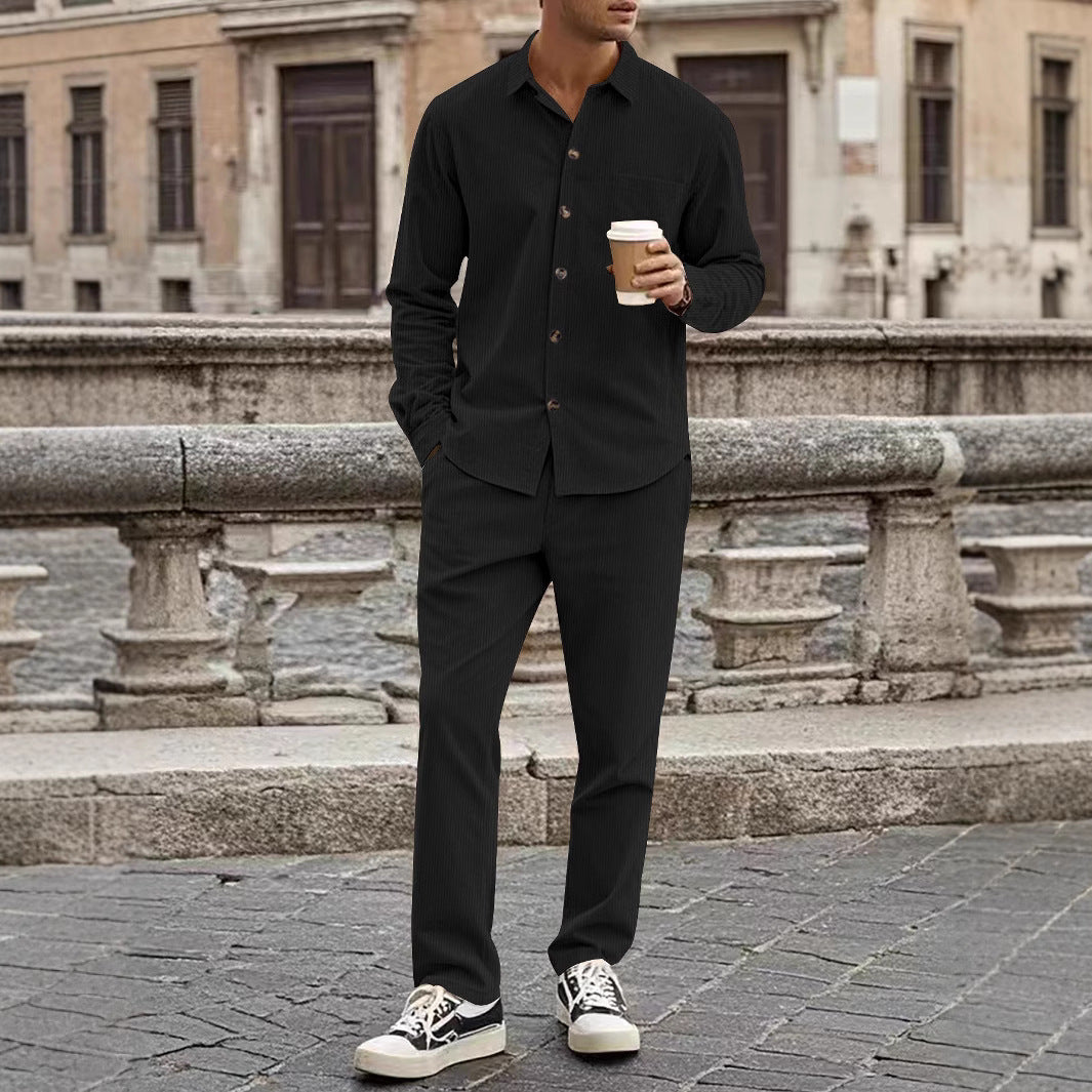 Herren elegantes Freizeitanzug mit stilvollem Hemd und bequemer Hose Heidi-Mode