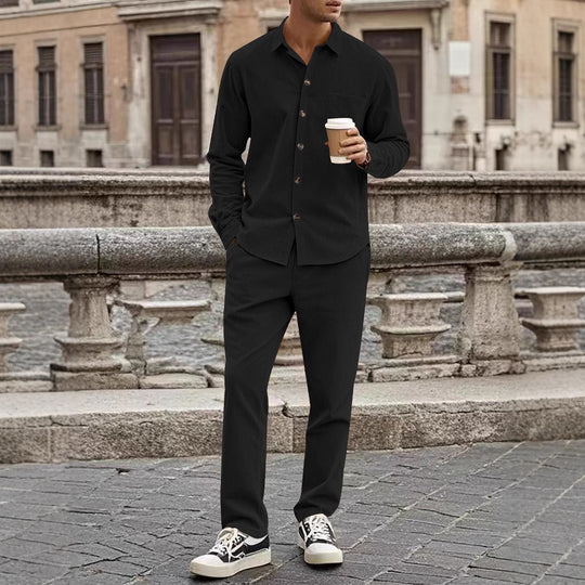 Herren elegantes Freizeitanzug mit stilvollem Hemd und bequemer Hose Heidi-Mode