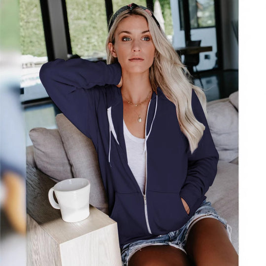 Damen Bequeme Kapuzenjacke mit klassischem Schnitt und praktischen Taschen Heidi-Mode