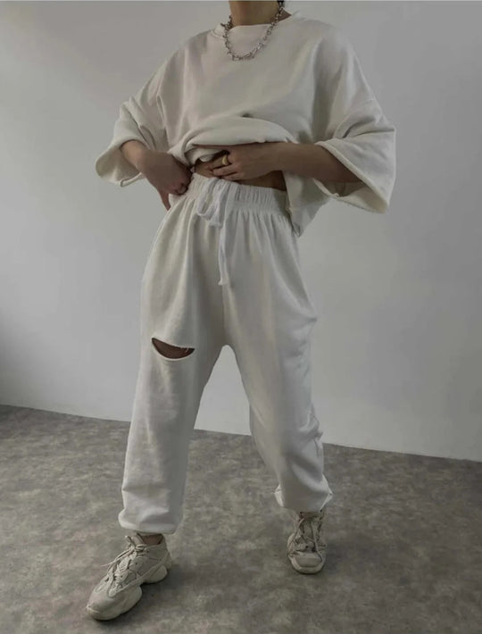 Damen lässiges Hoodie- und Jogginganzug-Set mit modernem Design Heidi-Mode