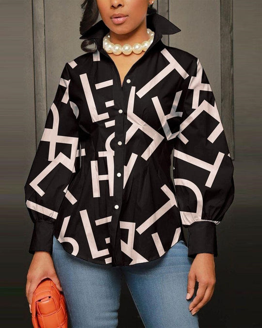 Damen modische Bluse mit geometrischem Design Heidi-Mode