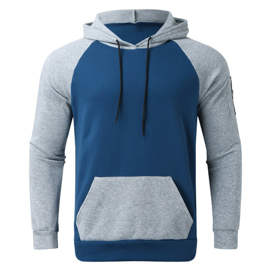 Herren sportlicher Hoodie mit Kontrastärmeln und praktischer Kängurutasche Heidi-Mode