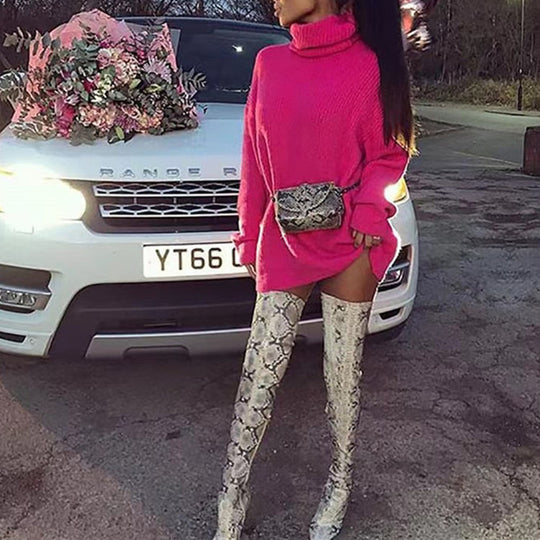 Damen Grobstrick Rollkragenpullover mit oversize Passform Heidi-Mode