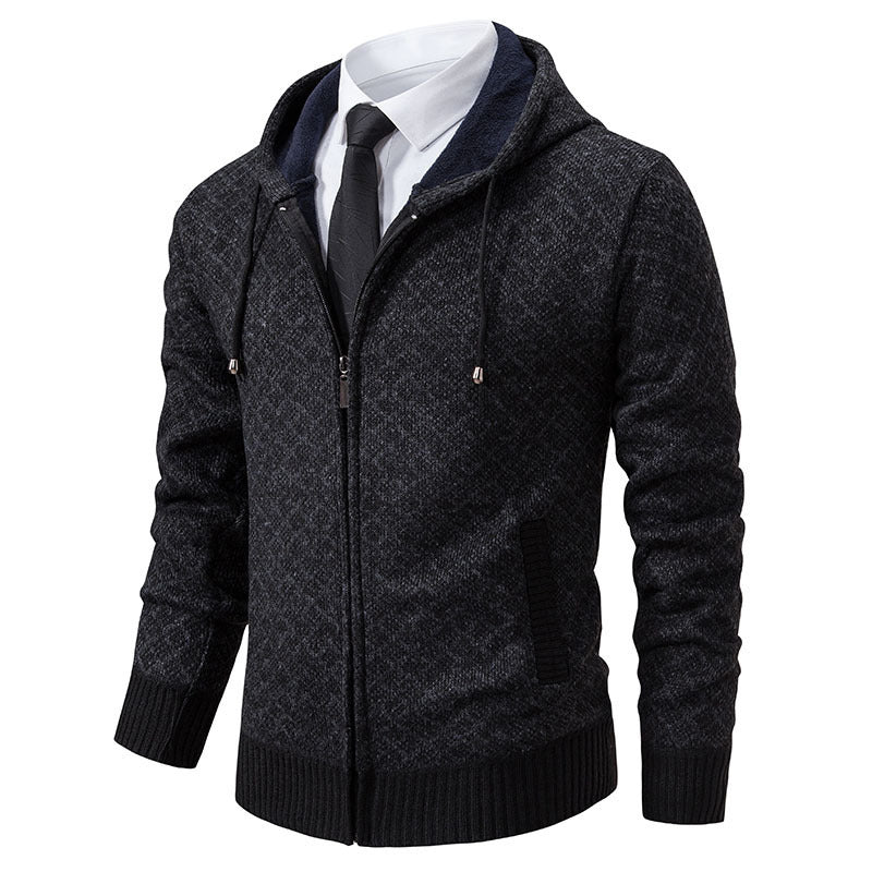 Herren stylische Jacke mit modernem Wabenmuster und Kapuze Heidi-Mode