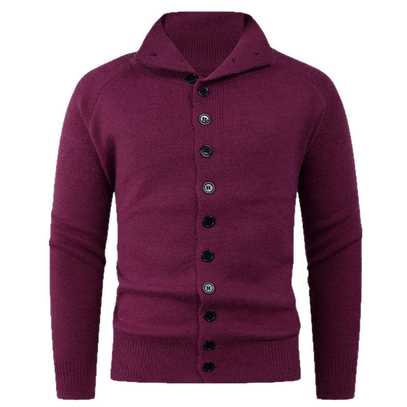 Herren Strickpullover mit hohem Kragen und Knopfverschluss Heidi-Mode