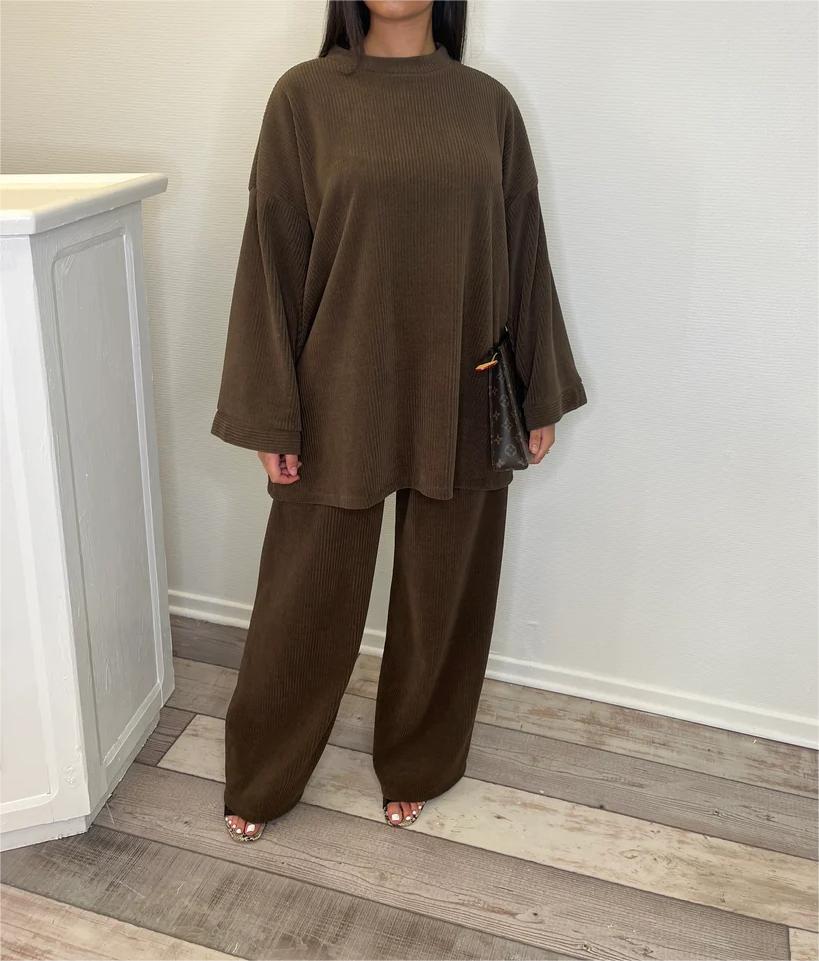 Damen Bequemes und stylisches Lounge-Set aus Rippstrick Heidi-Mode