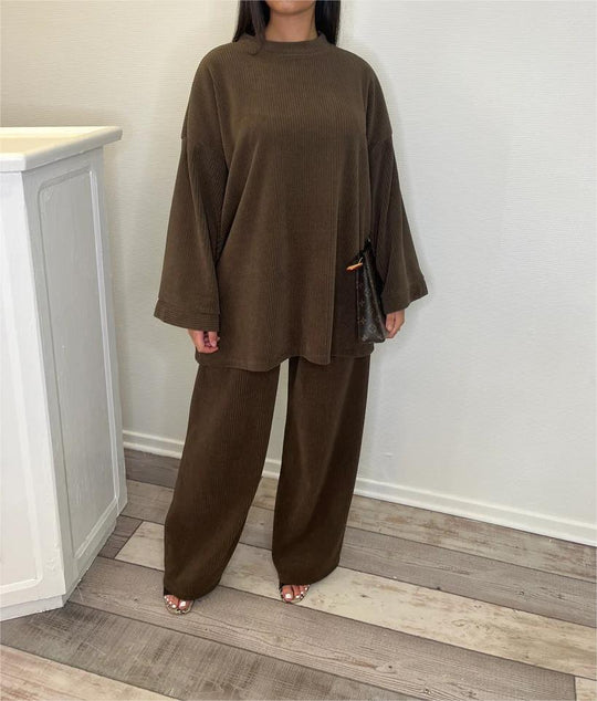 Damen Bequemes und stylisches Lounge-Set aus Rippstrick Heidi-Mode