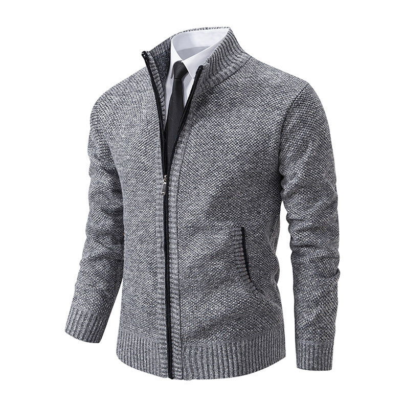 Herren Strickjacke mit hohem Kragen und elegantem Reißverschluss Heidi-Mode