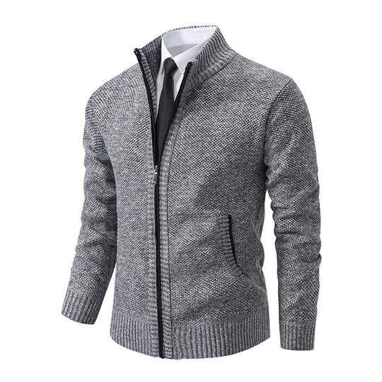 Herren Strickjacke mit hohem Kragen und elegantem Reißverschluss Heidi-Mode