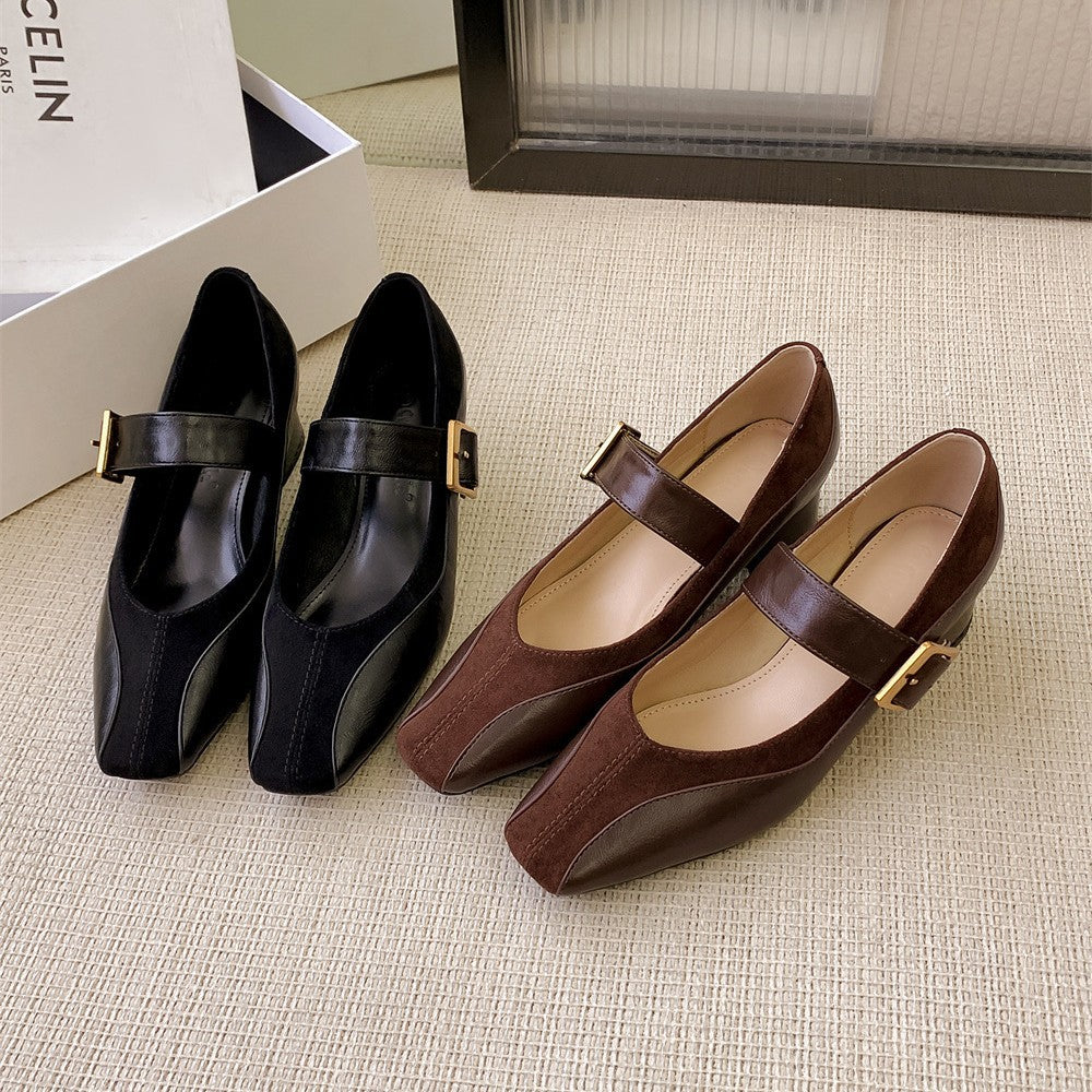 Damen elegante Mary Jane Absätze mit chunky Schnalle Heidi-Mode