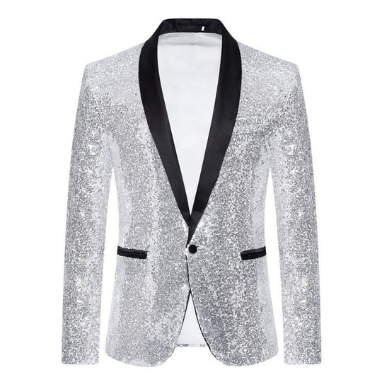 Herren glamouröser Pailletten-Blazer mit modernem Schnitt Heidi-Mode