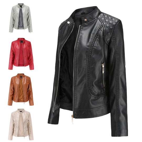 Damen Kunstlederjacke mit modischen Steppdetails Heidi-Mode