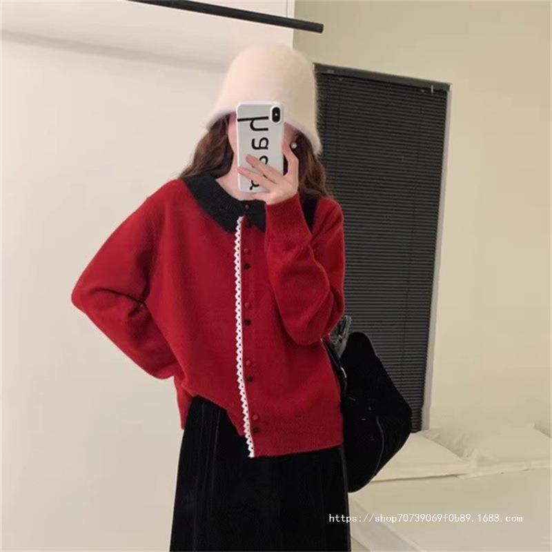 Damen Eleganter Strickcardigan mit Stehkragen und Knopfdetail Heidi-Mode