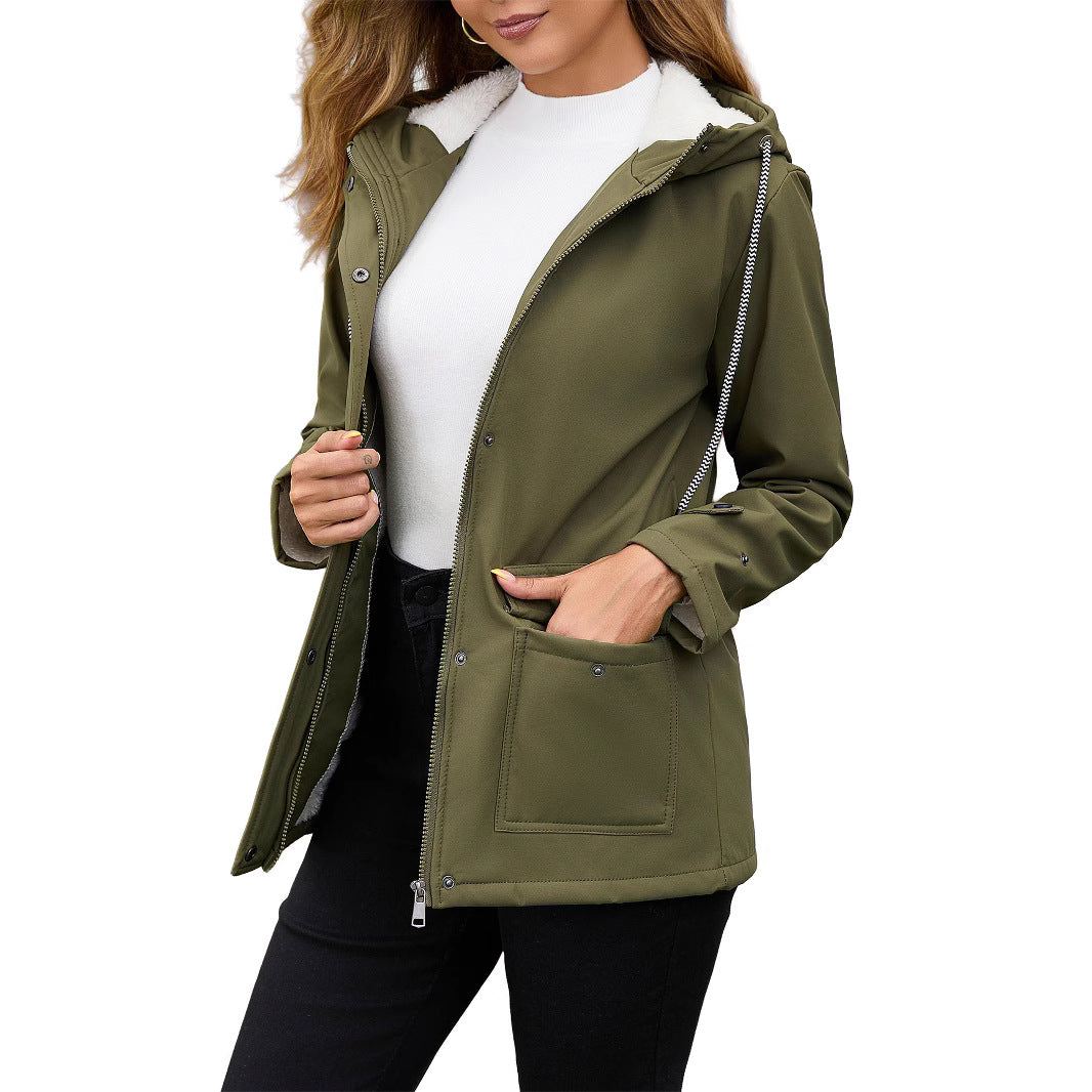 Damen Funktionale Winterjacke mit Fleece-Futter und Kapuze Heidi-Mode