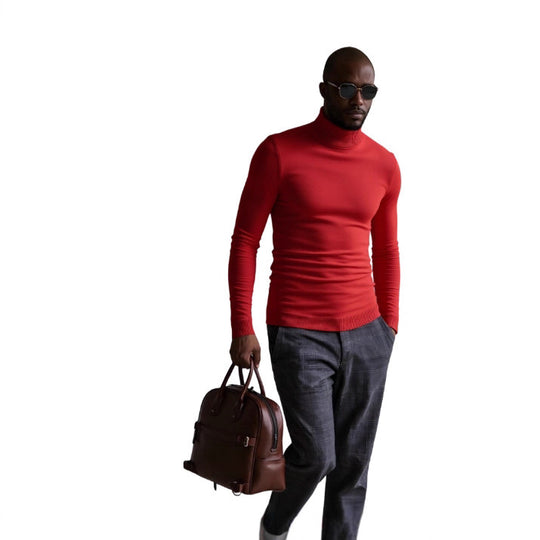 Herren rollkragen pullover mit feiner Struktur Heidi-Mode