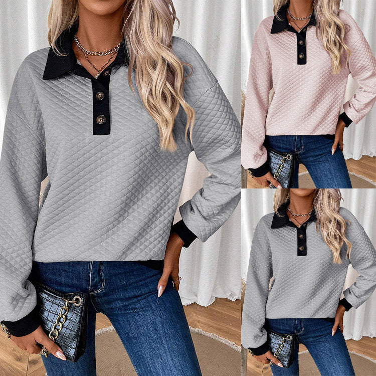 Damen stylischer und bequemer Sweatshirt mit Kragen Heidi-Mode