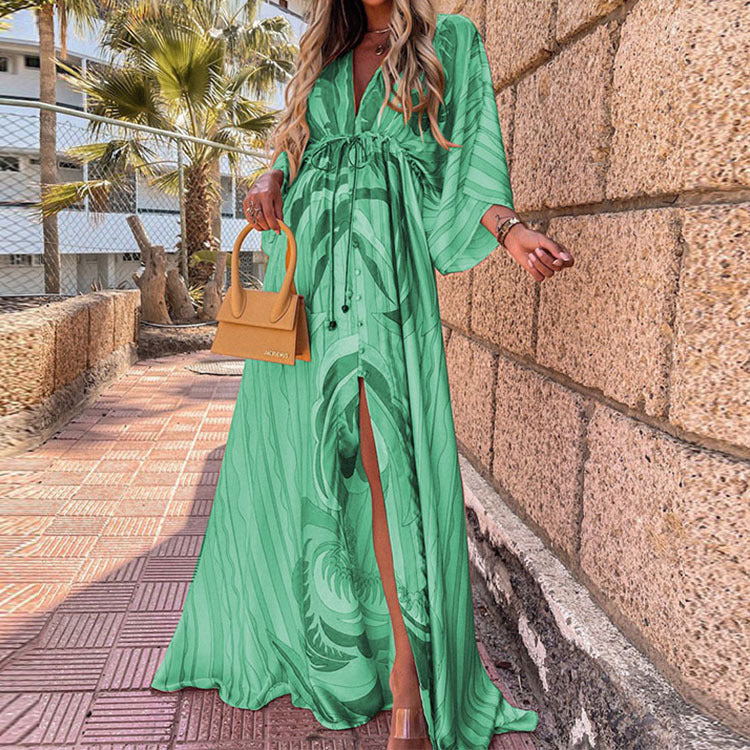 Heidi-Mode | Bodenlanger Lebhaft Bunter Duster Kleid