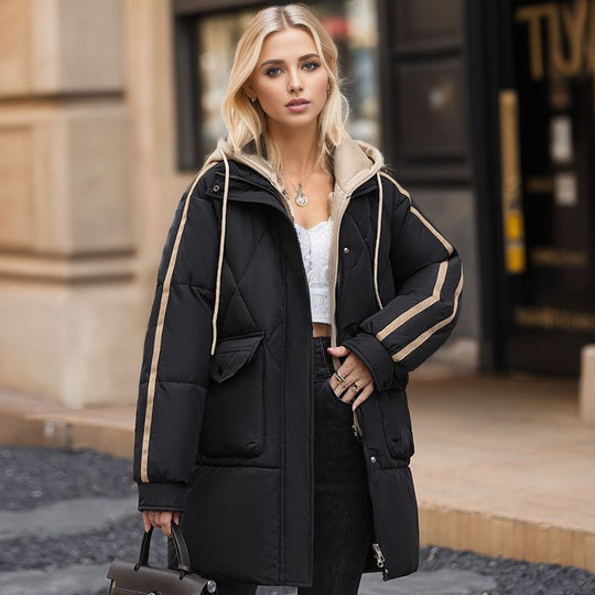 Damen gesteppte Winterjacke mit abnehmbarer Kapuze Heidi-Mode