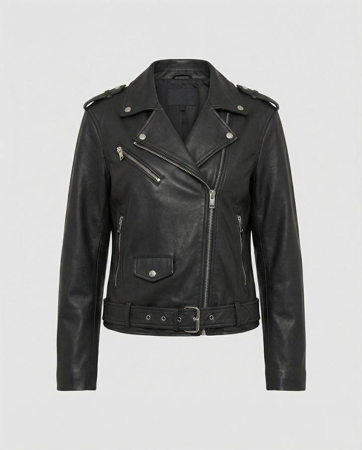 Damen Lockere Kunstleder Bikerjacke