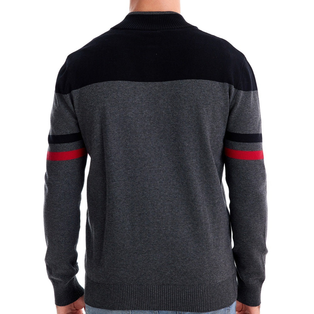 Herren Strickjacke mit modischem Zipper und sportlichem Farbblockdesign Heidi-Mode