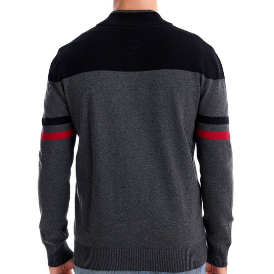 Herren Strickjacke mit modischem Zipper und sportlichem Farbblockdesign Heidi-Mode