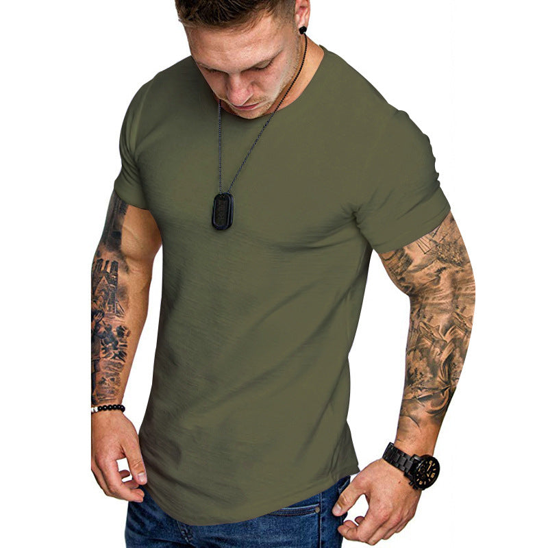 Herren figurbetontes Kurzarm-T-Shirt aus hochwertiger Baumwolle mit Rundhalsausschnitt und bequemen Schnitt Heidi-Mode