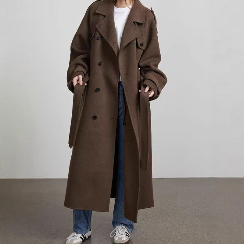 Damen eleganter und stylischer Trenchcoat mit taillierbarem Gürtel Heidi-Mode
