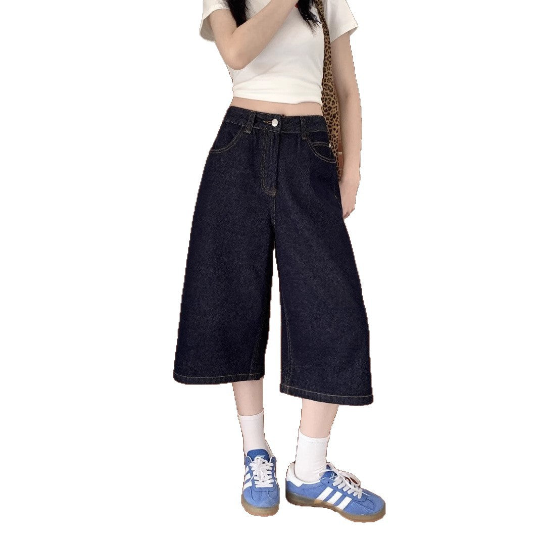 Damen Weite Denim-Culotte mit modischem Schnitt Heidi-Mode