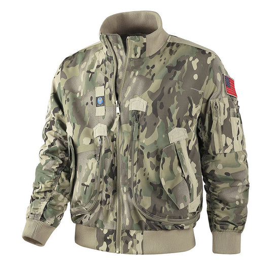 Herren bomberjacke mit hohem Kragen und multifunktionalen Taschen Heidi-Mode