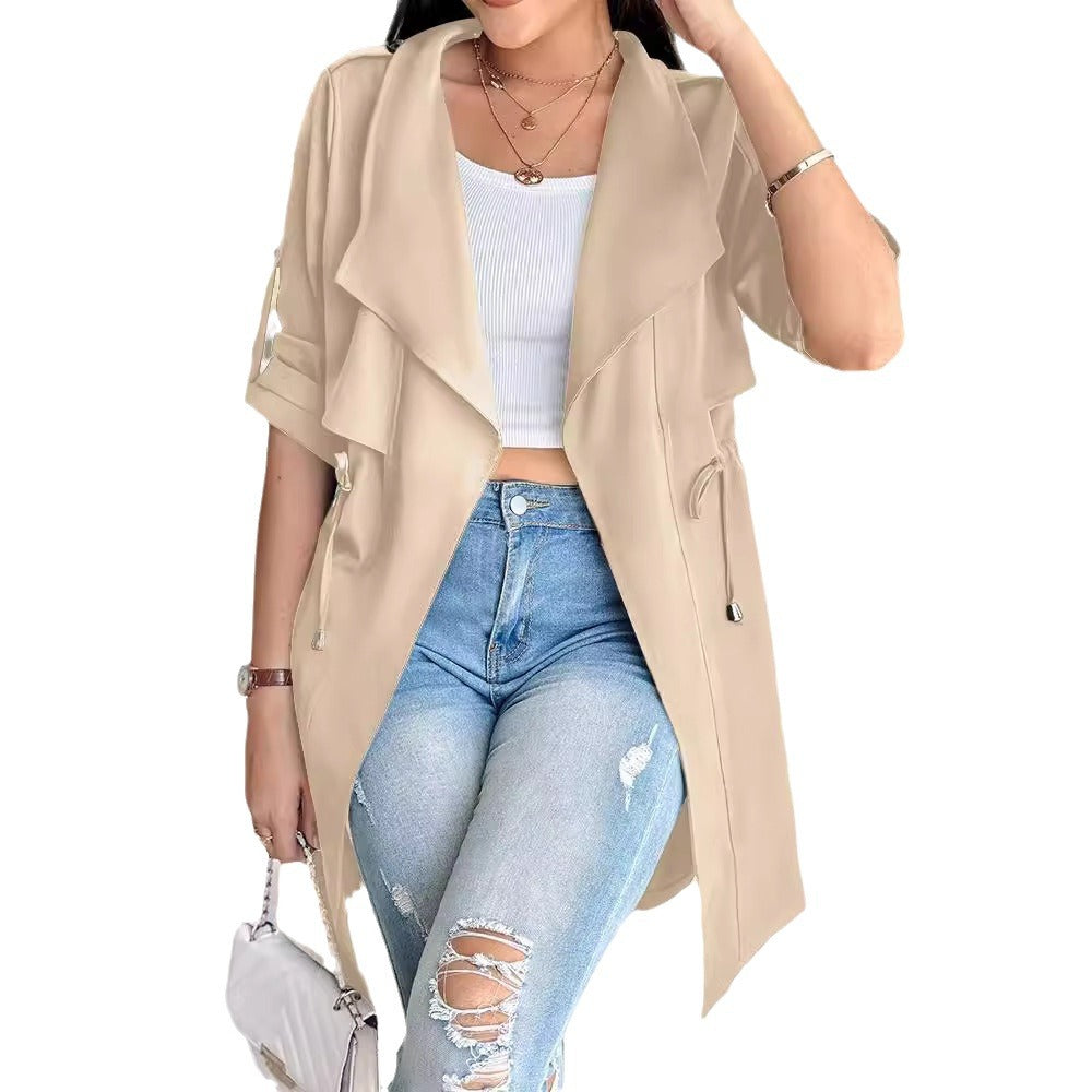 Damen Trenchcoat mit abnehmbarer Kapuze und verstellbarem Taillenzug Heidi-Mode