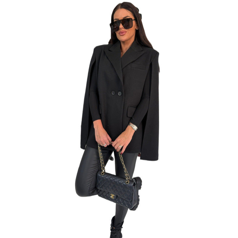 Damen zweireihiger Cape Blazer Heidi-Mode