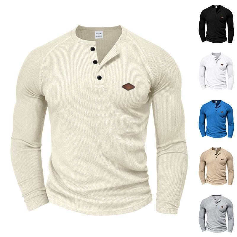 Herren Langarm Hemd mit strukturiertem Gewebe und modischen Knopfdetails Heidi-Mode