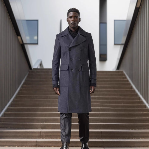 Herren eleganter Doppelt-Mantel mit praktischen Taschen und hochwertigem Futter Heidi-Mode